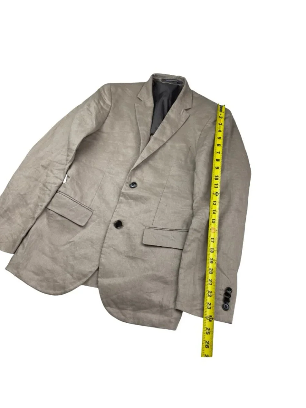 H&M Men's 100% Linen Slim Fit 2-Button Blazer Beige • 34R